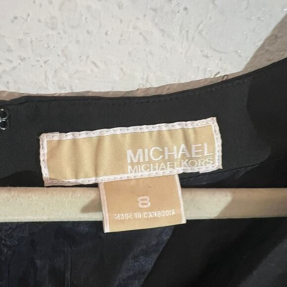 MICHAEL Michael Kors Midi Wrap Dress Women's Size 8 Black Short Sleeves Back Zip - Picture 3 of 7